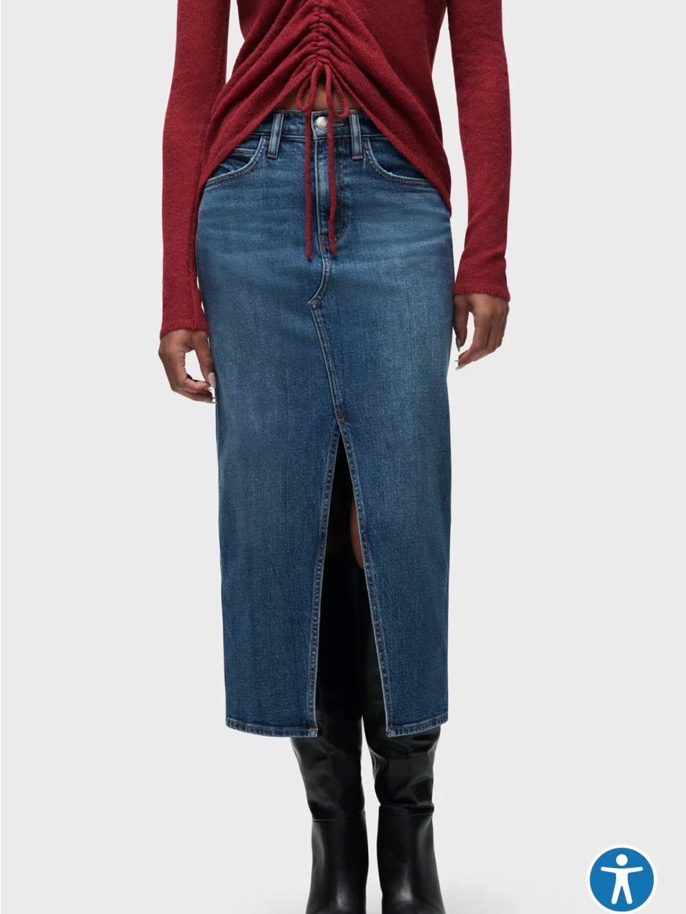 Hudson Jeans Reconstructed Denim Maxi Skirt with Front Slit